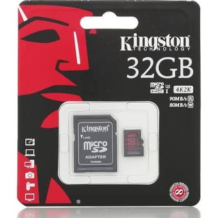 Kingston MicroSDHC 32 GB Memory Card with MicroSDHC to SD Ad